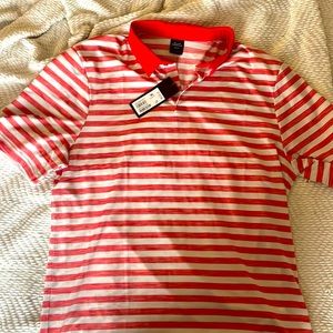 XL Oakley polo, red and white striped, never worn
